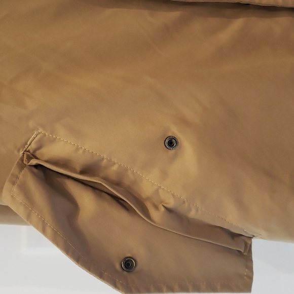 Zara Hooded Jacket Raincoat Women's Brown Gold Zipper Side Pockets Draw st - Picture 6 of 10